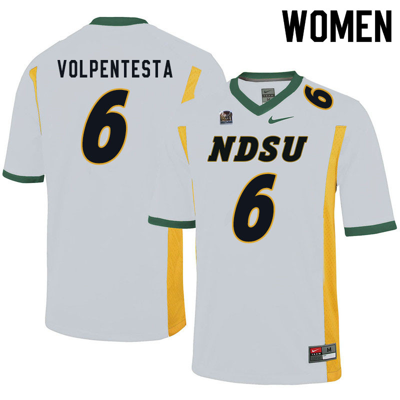 Women #6 Giancarlo Volpentesta North Dakota State Bison College Football Jerseys Sale-White - Click Image to Close